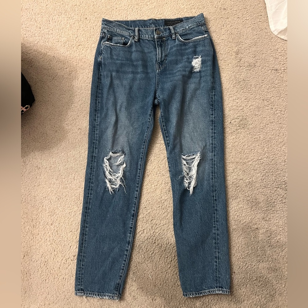 AllSaints Women’s size 29 distressed denim boyfriend jeans